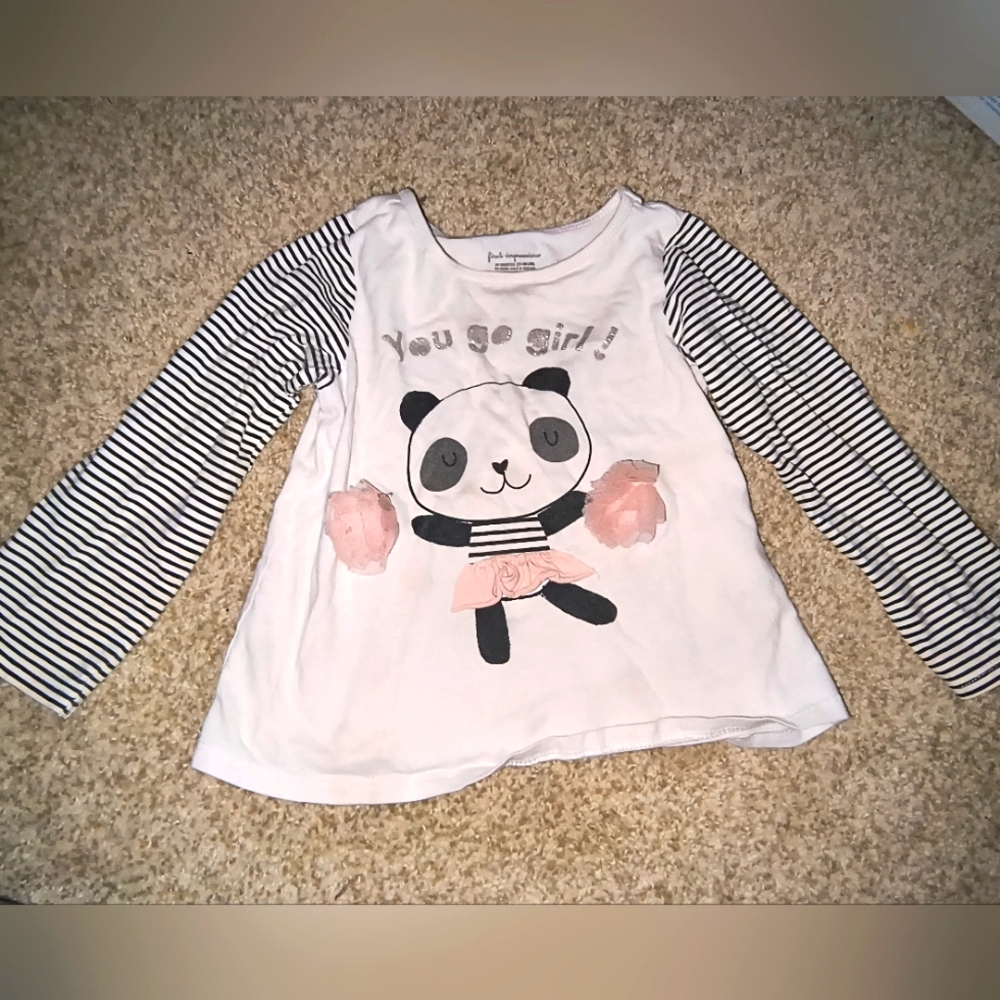 💎First Impressions Long Sleeve Cheerleading Panda Tee Size 2T
